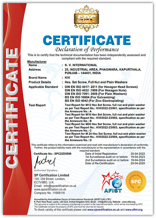 Declaration of Performance